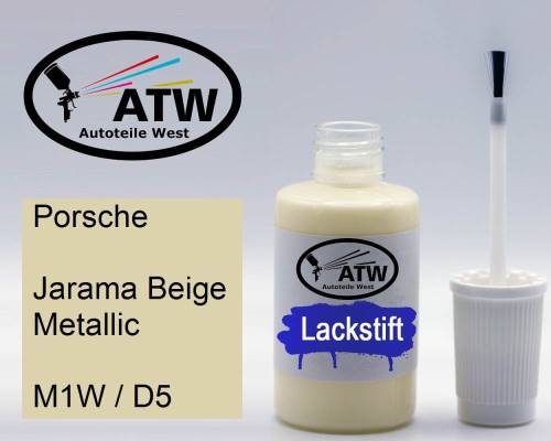 Porsche, Jarama Beige Metallic, M1W / D5: 20ml Lackstift, von ATW Autoteile West.